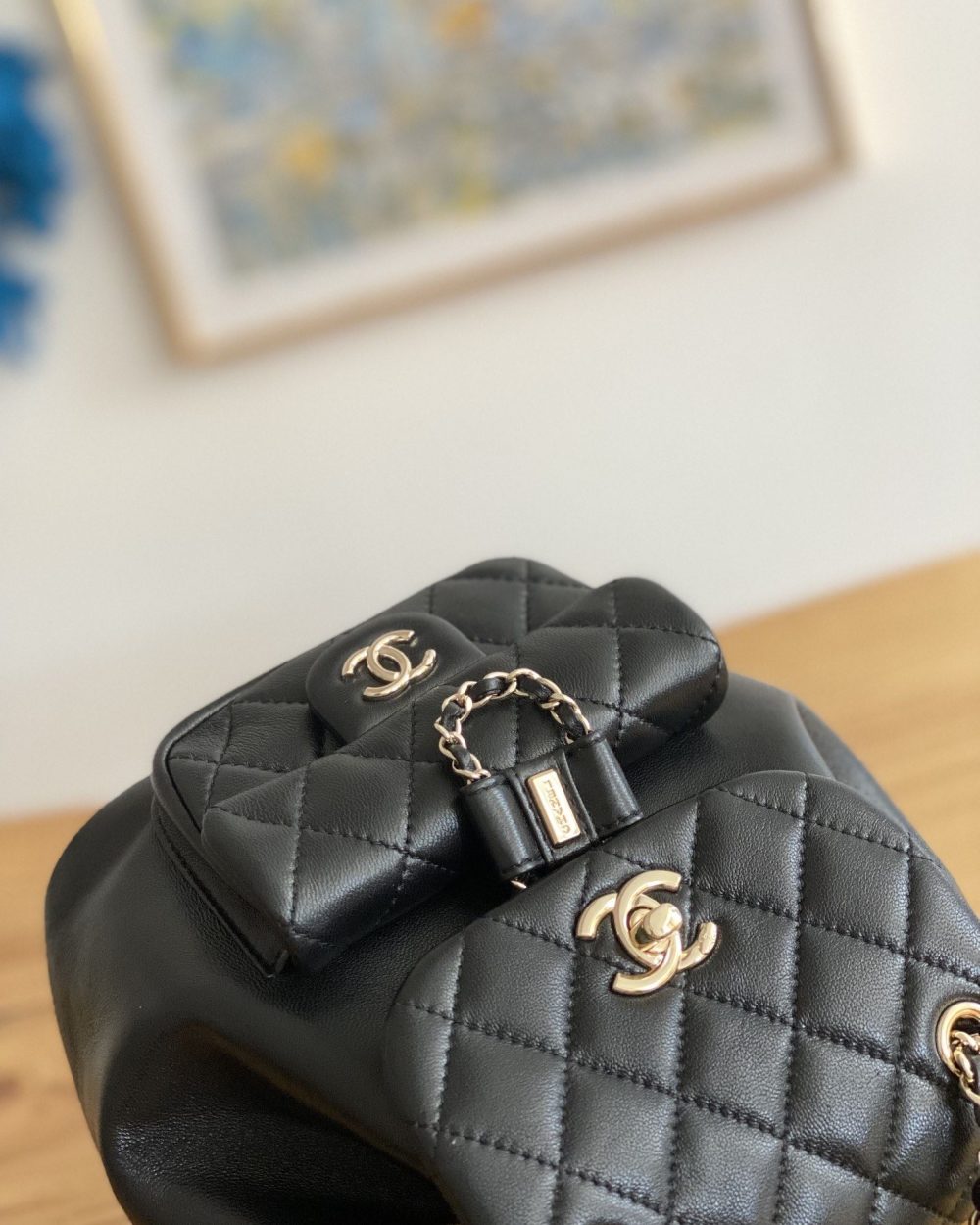 [REP 1:1] Small Backpack Black/White/Pink For Women 7.1in / 18cm AS2908