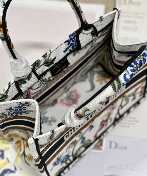 1:1 Replica Small Dior Tote Bag White/Black For Women 10.5 in/ 26.5cm