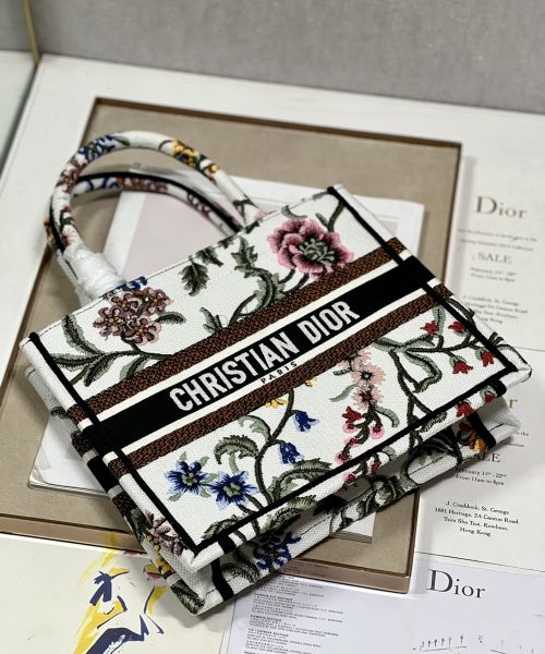 1:1 Replica Small Dior Tote Bag White/Black For Women 10.5 in/ 26.5cm