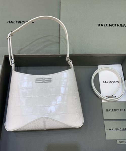 Small Hobo Bag Embossed White For Women 9in/23 cm