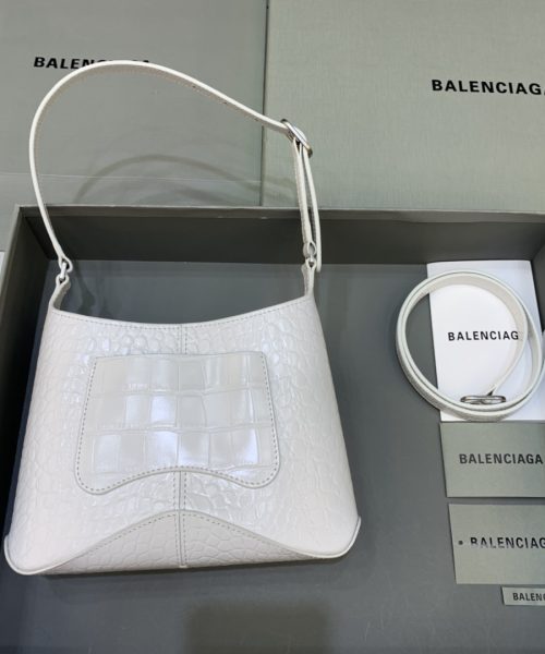 Small Hobo Bag Embossed White For Women 9in/23 cm