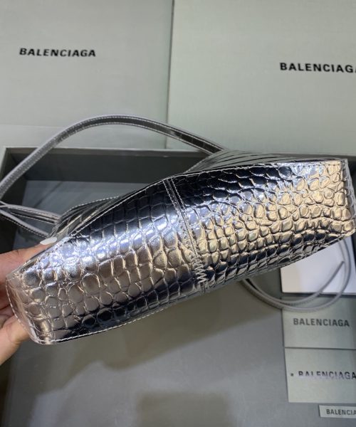 Small Hobo Bag Metalic Sliver Tone For Women 9in/23 cm