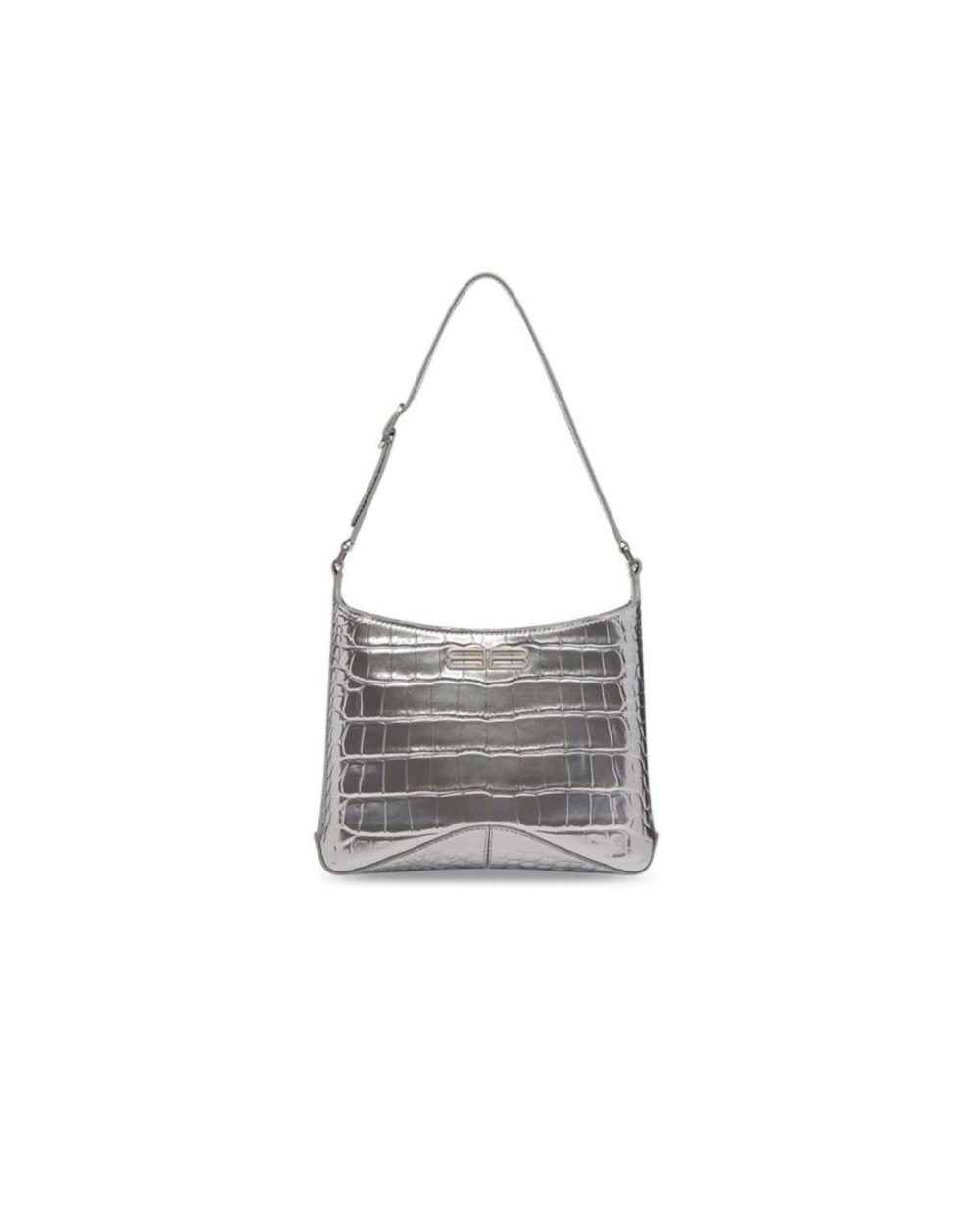 Small Hobo Bag Metalic Sliver Tone For Women 9in/23 cm