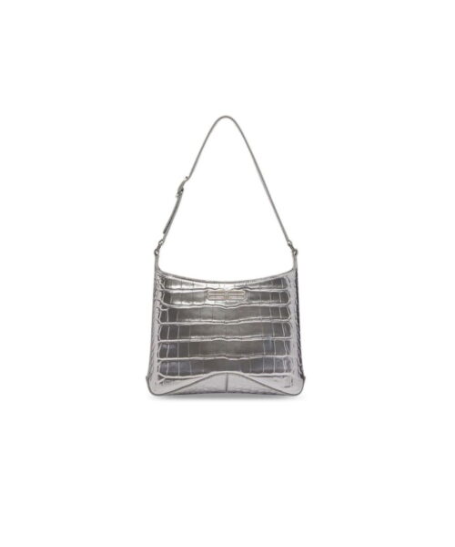 Small Hobo Bag Metalic Sliver Tone For Women 9in/23 cm