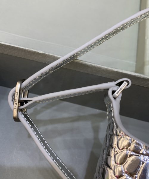 Small Hobo Bag Metalic Sliver Tone For Women 9in/23 cm