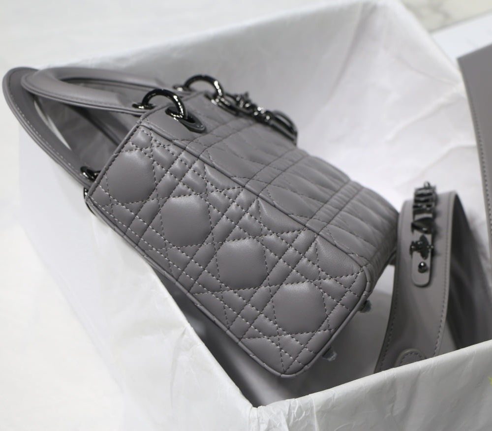 1:1 Replica Small Lady Dior My Abcdior Bag Black/Grey/White For Women 8in/20cm