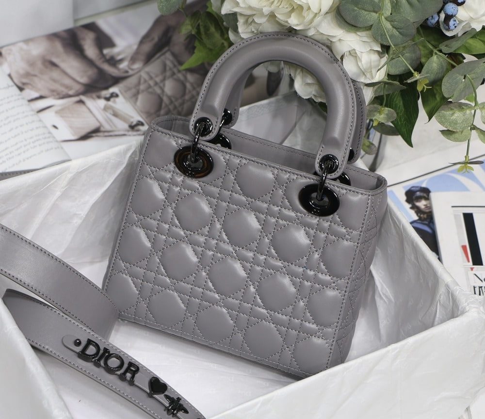1:1 Replica Small Lady Dior My Abcdior Bag Black/Grey/White For Women 8in/20cm