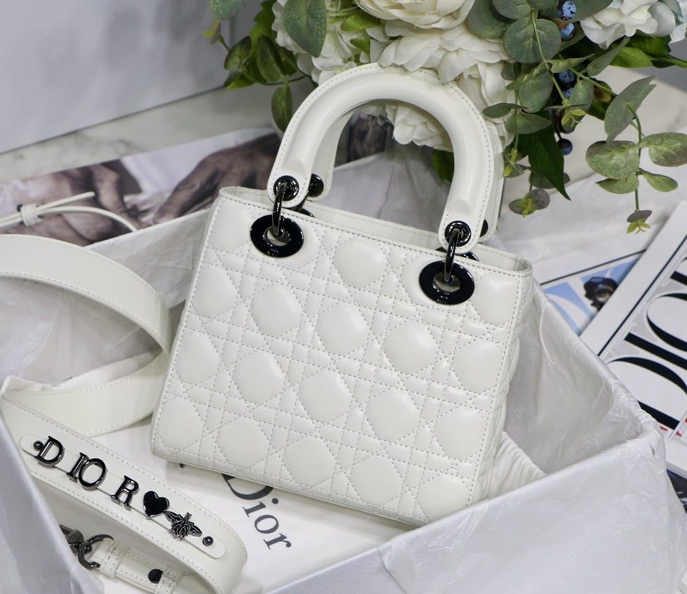 1:1 Replica Small Lady Dior My Abcdior Bag Black/Grey/White For Women 8in/20cm
