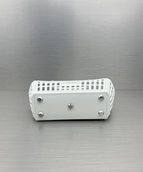 Small Mag Basket Handbag White/Black For Women 11in/28cm