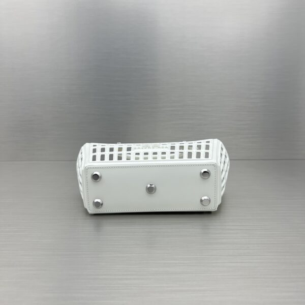 Small Mag Basket Handbag White/Black For Women 11in/28cm