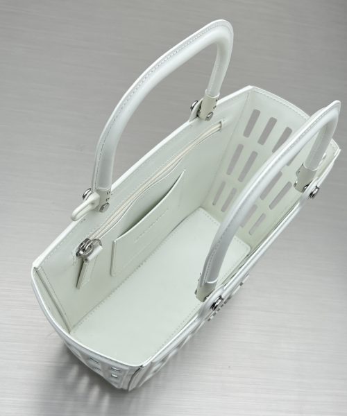 Small Mag Basket Handbag White/Black For Women 11in/28cm