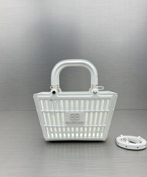 Small Mag Basket Handbag White/Black For Women 11in/28cm
