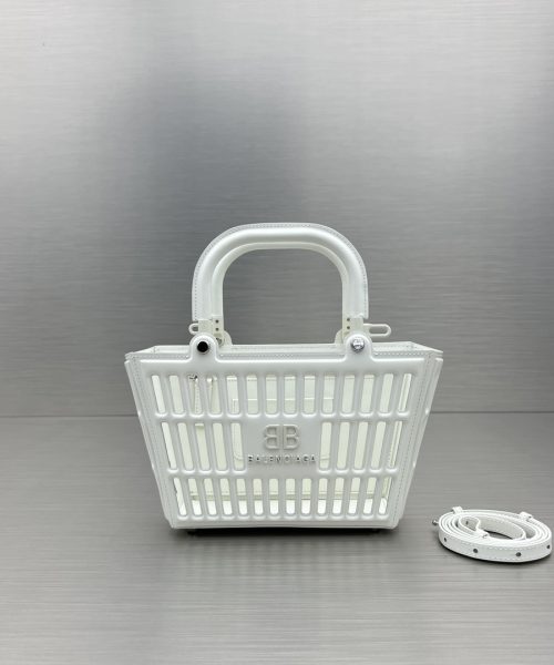 Small Mag Basket Handbag White/Black For Women 11in/28cm