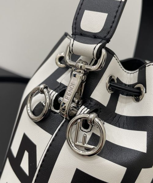 1:1 Replica Small Mon Tresor Bucket Bag Black And White For Women 7in/ 18cm