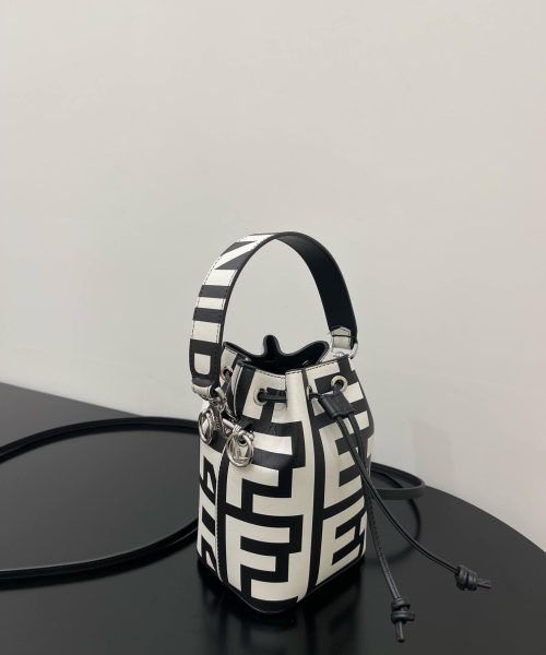1:1 Replica Small Mon Tresor Bucket Bag Black And White For Women 7in/ 18cm