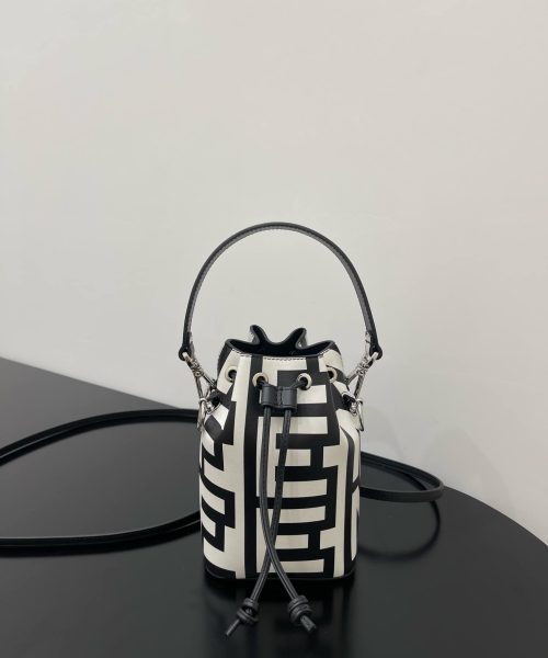 1:1 Replica Small Mon Tresor Bucket Bag Black And White For Women 7in/ 18cm