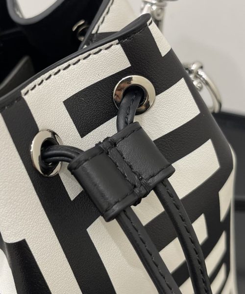 1:1 Replica Small Mon Tresor Bucket Bag Black And White For Women 7in/ 18cm