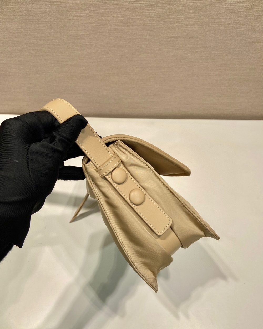 Small Padded Shoulder Bag In Beige/Pink For Women 9.1in/ 23cm 1BD313_RDLN_F0F24_V_OOO