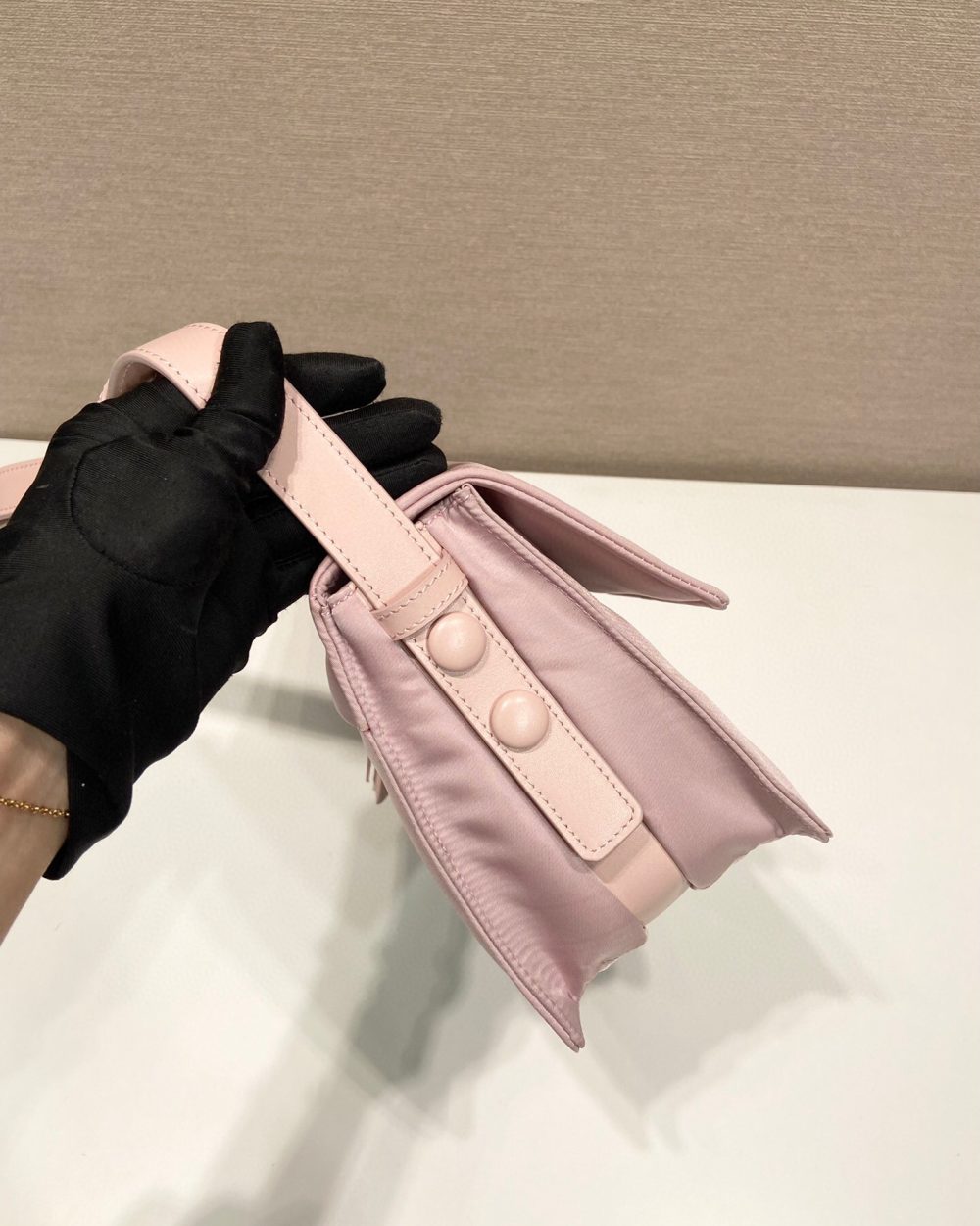 Small Padded Shoulder Bag In Beige/Pink For Women 9.1in/ 23cm 1BD313_RDLN_F0F24_V_OOO