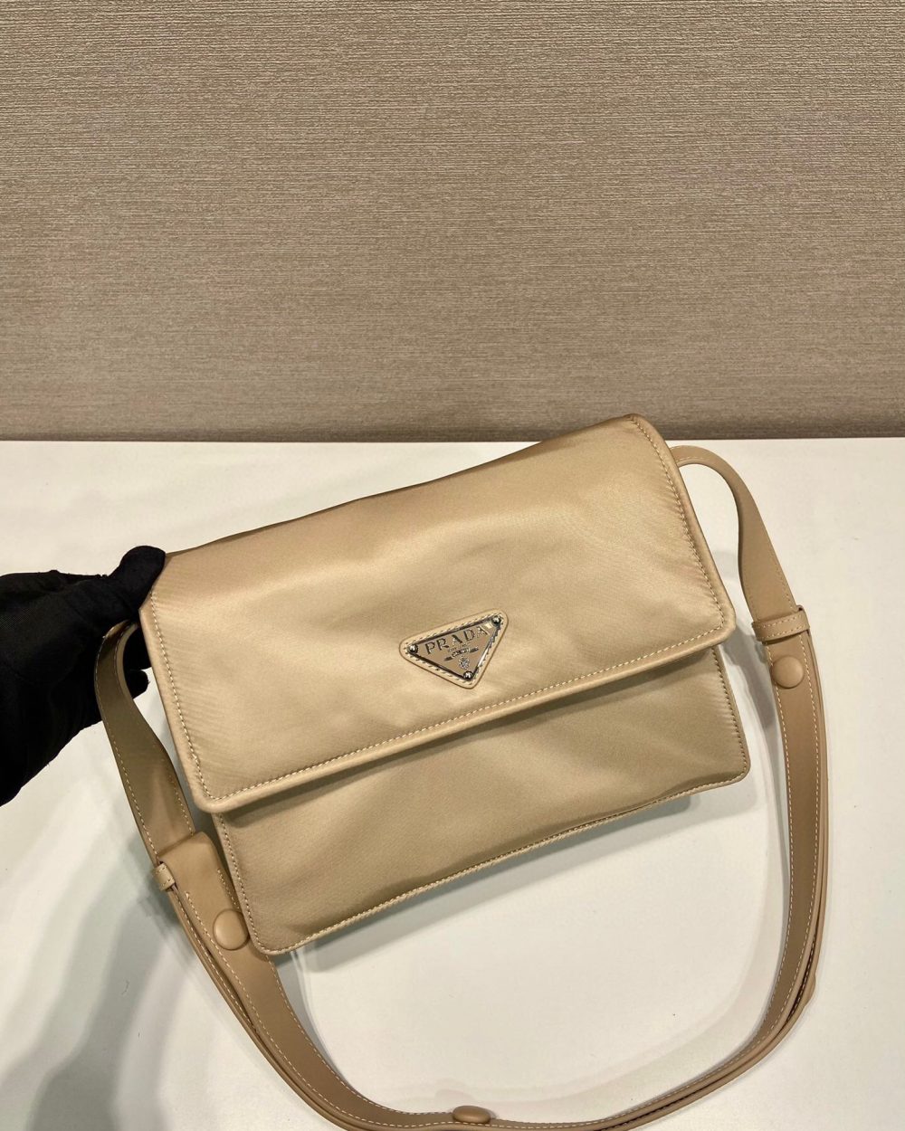 Small Padded Shoulder Bag In Beige/Pink For Women 9.1in/ 23cm 1BD313_RDLN_F0F24_V_OOO