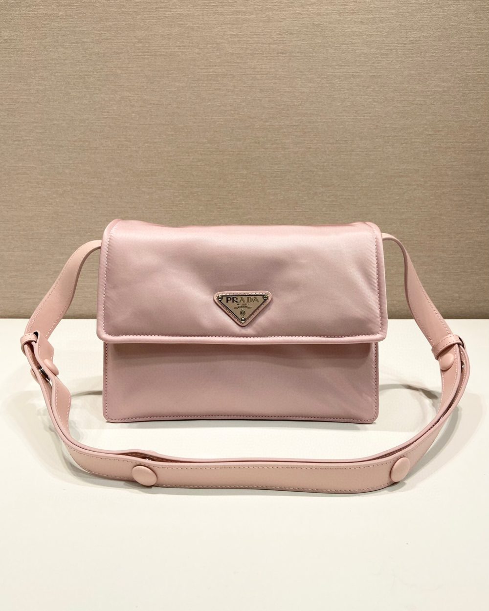 Small Padded Shoulder Bag In Beige/Pink For Women 9.1in/ 23cm 1BD313_RDLN_F0F24_V_OOO