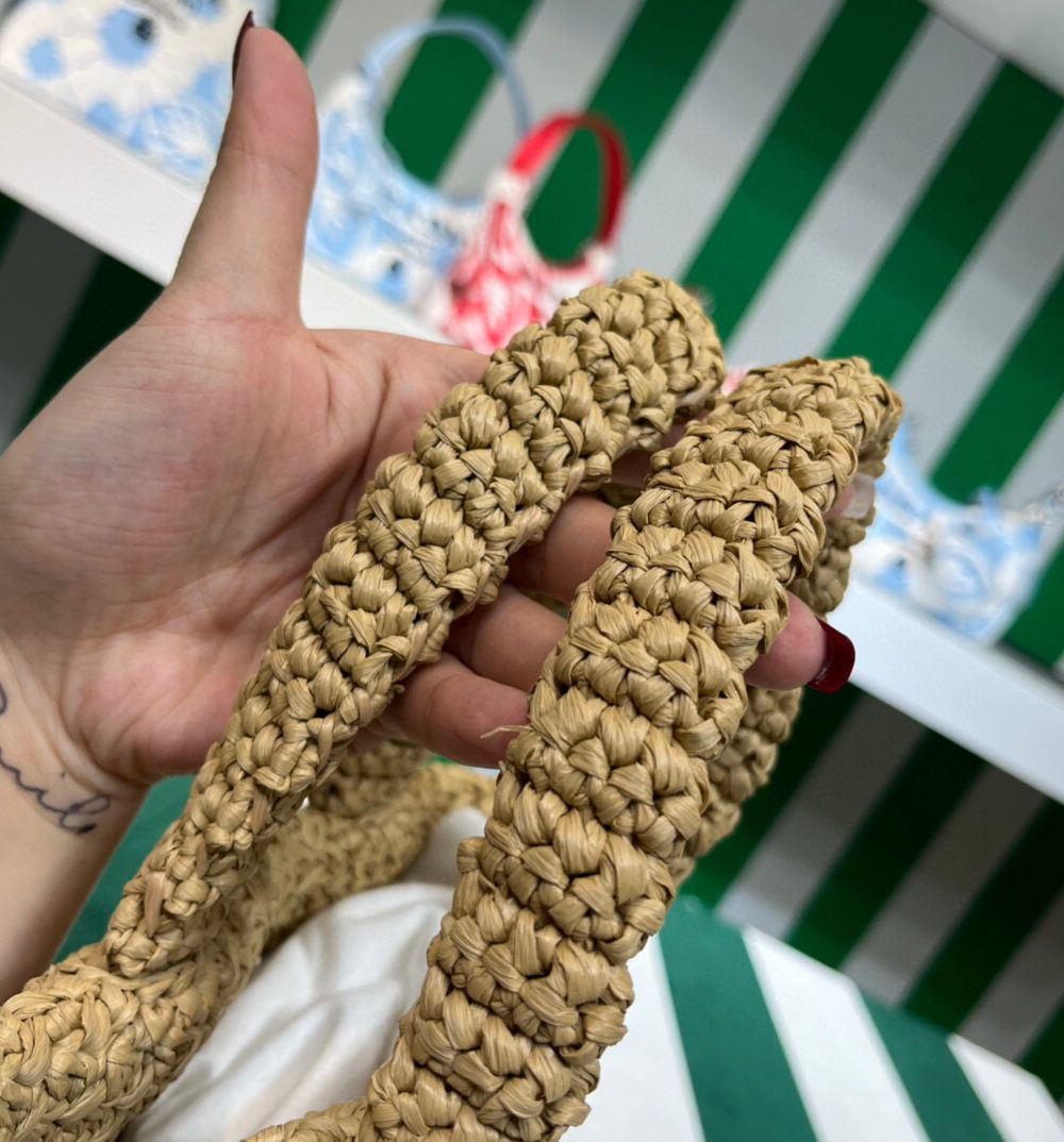 Small Raffia Tote Bag In Pink/Beige For Women 9.4 in/24cm 1BG422_2A2T_F0E18_V_OOL