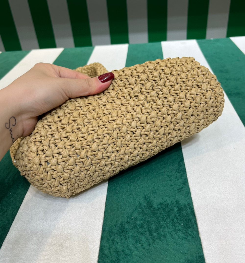 Small Raffia Tote Bag In Pink/Beige For Women 9.4 in/24cm 1BG422_2A2T_F0E18_V_OOL