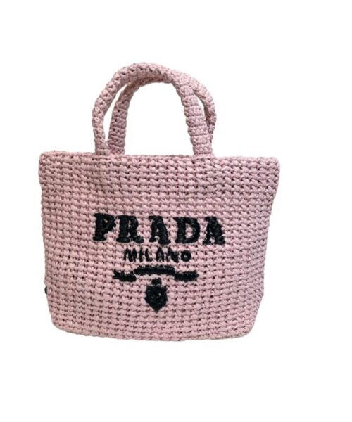 Small Raffia Tote Bag In Pink/Beige For Women 9.4 in/24cm 1BG422_2A2T_F0E18_V_OOL