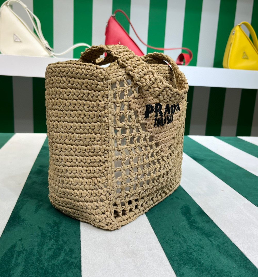 Small Raffia Tote Beige For Women 22cm/ 8.7in 1BG444_2A2T_F0018_V_OOO