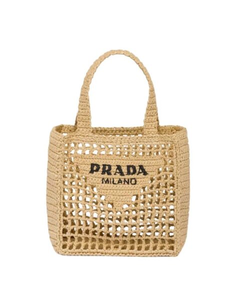 Small Raffia Tote Beige For Women 22cm/ 8.7in 1BG444_2A2T_F0018_V_OOO