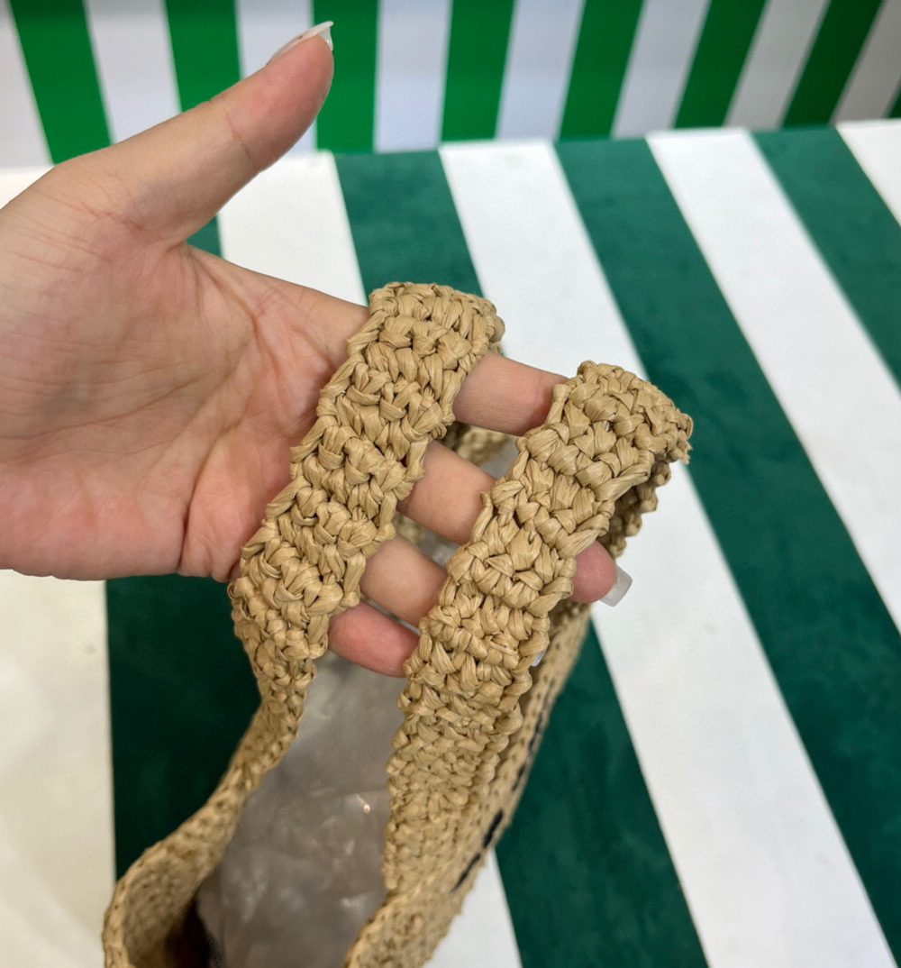 Small Raffia Tote Beige For Women 22cm/ 8.7in 1BG444_2A2T_F0018_V_OOO