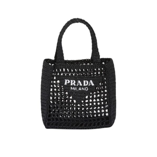 Small Raffia Tote Black For Women 22cm/ 8.7in - 1BG444_2A2T_F0002_V_OOO