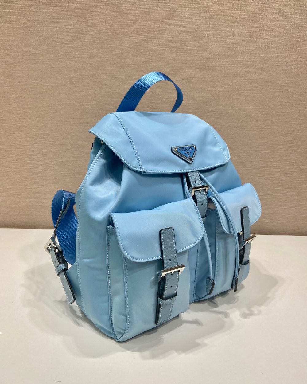 Small Re-Nylon Backpack In Blue For Women 11in/ 28cm 1BZ677_RV44_F0076_V_OOO