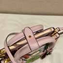 Small Saffiano Double Zip With Flower Handbag In Pink For Women 9.6in/ 24.5cm
