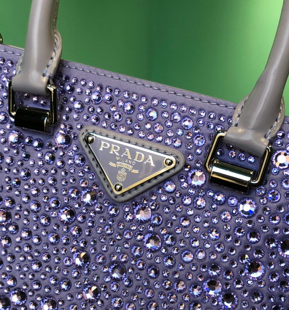 Small Satin Tote Bag With Sparkling Stone In Purple For Women 6.9in/ 17.5cm