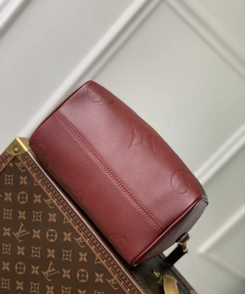 1:1 Replica Louis Vuitton LV Speedy Bandoulière 25 Monogram Empreinte Leather Wine Red Luxury Bag For Women‎ M46646 - 9.8in/ 25cm