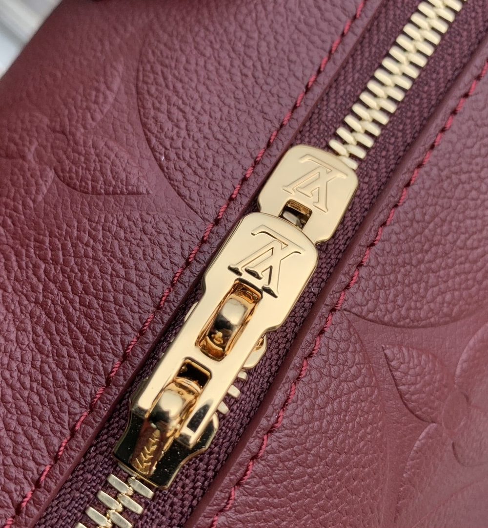 1:1 Replica Louis Vuitton LV Speedy Bandoulière 25 Monogram Empreinte Leather Wine Red Luxury Bag For Women‎ M46646 - 9.8in/ 25cm