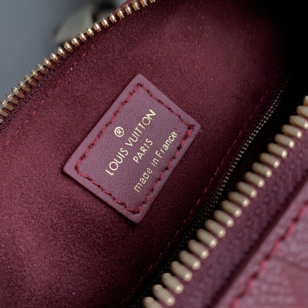 1:1 Replica Louis Vuitton LV Speedy Bandoulière 25 Monogram Empreinte Leather Wine Red Luxury Bag For Women‎ M46646 - 9.8in/ 25cm - Image 9