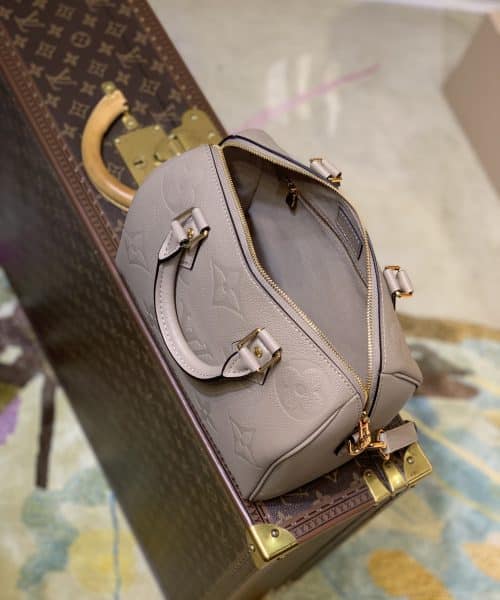 1:1 Replica Louis Vuitton LV Speedy Bandoulière 25 Monogram Empreinte Leather Gray Luxury Bag For Women‎ M59273 - 9.8in/ 25cm
