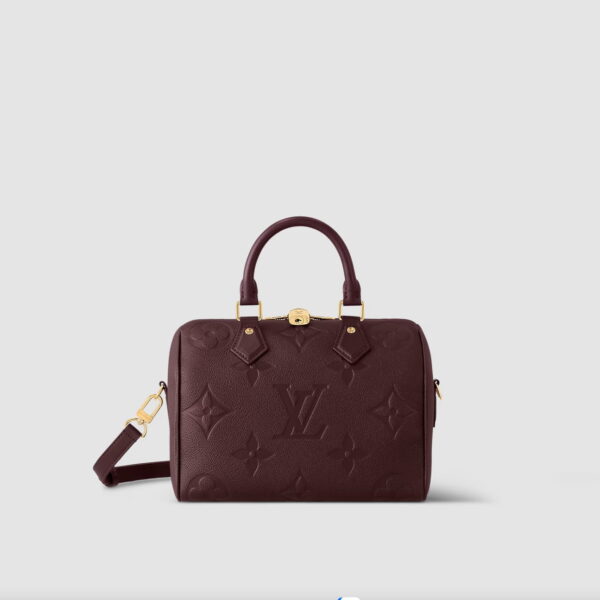 1:1 Replica Louis Vuitton LV Speedy Bandoulière 25 Monogram Empreinte Leather Wine Red Luxury Bag For Women‎ M46646 - 9.8in/ 25cm