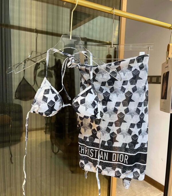 Star Two-Piece Swimsuit Black And White For Women