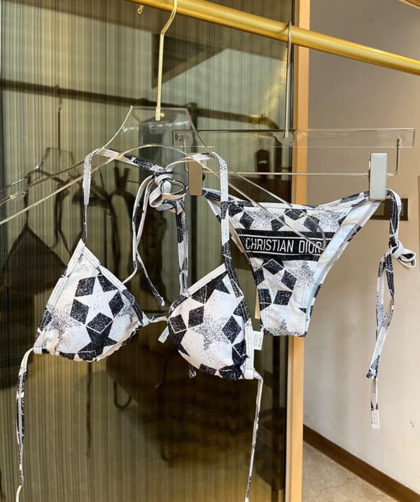 Star Two-Piece Swimsuit Black And White For Women