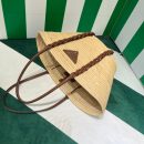 Straw And Shoulder Tote Bag In Beige For Women 9.8 in/25cm