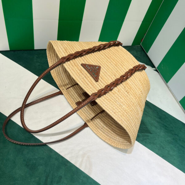 Straw And Shoulder Tote Bag In Beige For Women 9.8 in/25cm