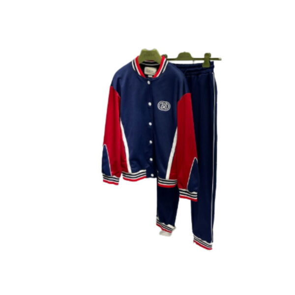 Stripe Sport Bomber Jacket And Jogger Pants Navy Blue For Women