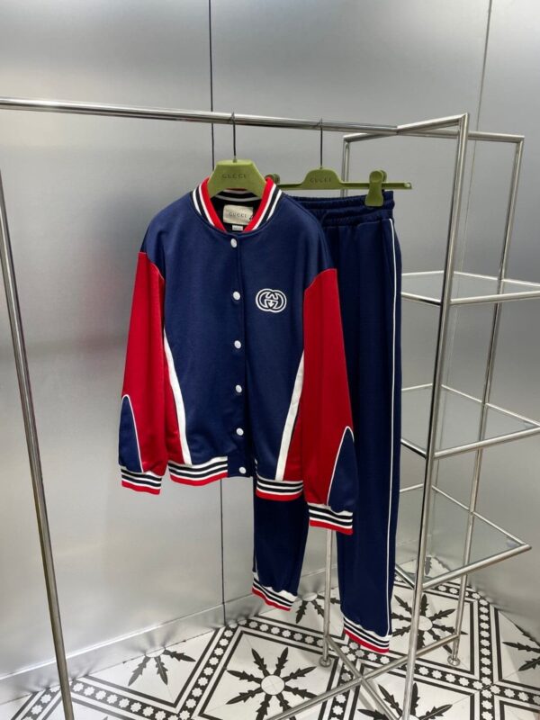 Stripe Sport Bomber Jacket And Jogger Pants Navy Blue For Women