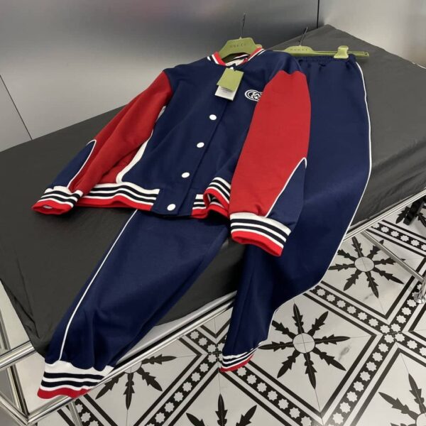 Stripe Sport Bomber Jacket And Jogger Pants Navy Blue For Women