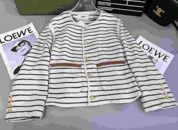 Striped Jacket White For Women