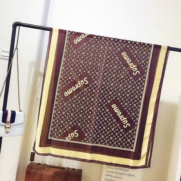 Supreme x LV Shawl Scarf Brown For Women 