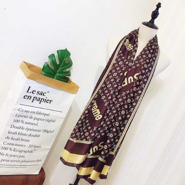 Supreme x LV Shawl Scarf Brown For Women 